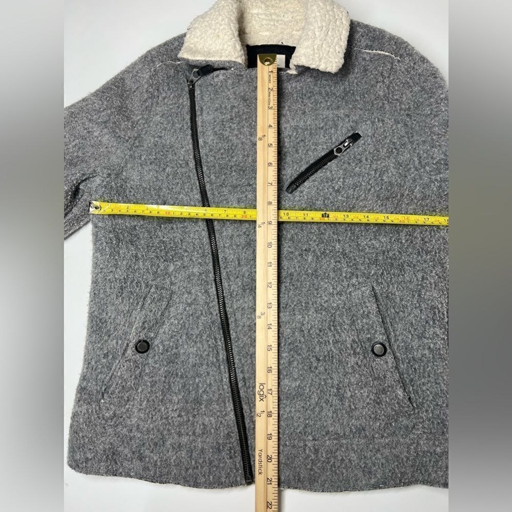 Zara Wool Jacket Coat Aviator Faux Fur Size 13-14Boys Gray White - Picture 12 of 15